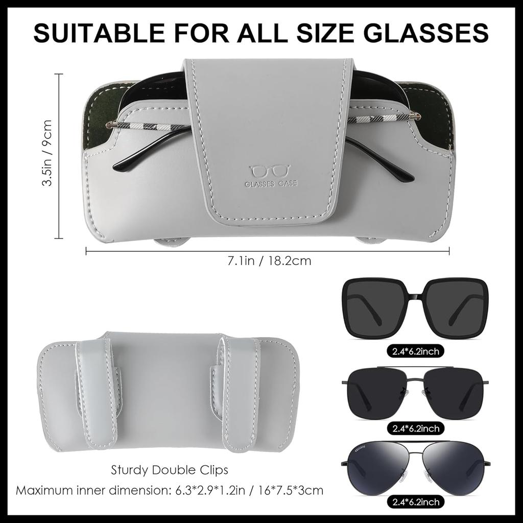 Sunglasses Holder For Car Visor Vegan Leather Glasses Case With Clip Automotive Interior Visor Accessories