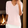 Women's Sweater T-Shirt Short Sleeve Knitted Tops Pullover V-Neck Sweater Lightweight Casual Color Sweater Elegant Spring Summer Tops