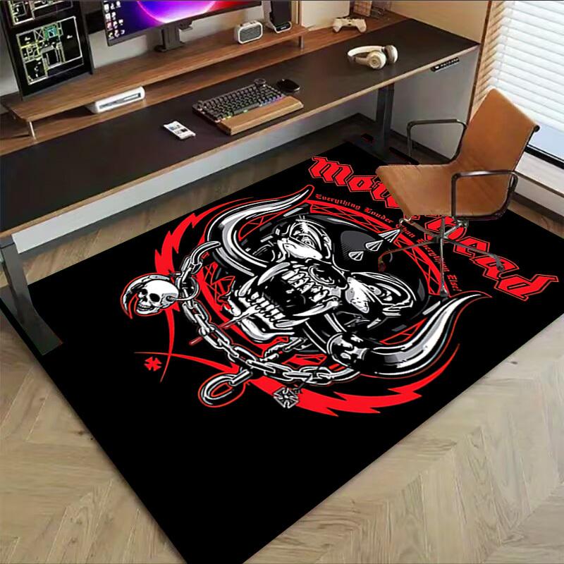 1pc Mot?rhead Home Office, Durable Polyester Floor Mat with Easy, Office Decor, Urban Style, Nonslip Backing