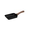 CB Japan Mini Tamagoyaki Frying Pan, 12x17cm, IH Compatible, Ceramic Coating, Wood-Look Handle, Black, MC Copan