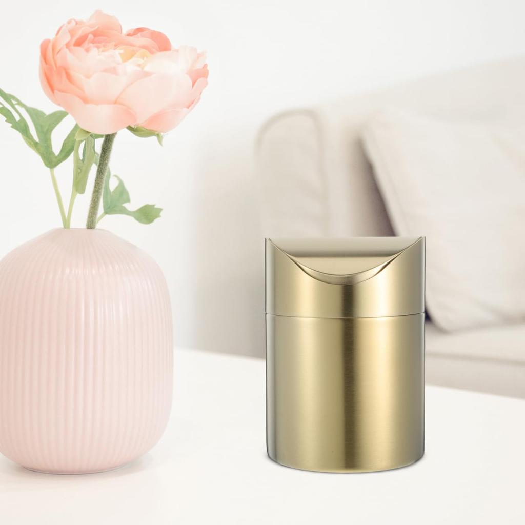TOYMYTOY Tabletop Trash Small Mini Trash Mini Cosmetic Trash Tabletop Trash Can for Dressing Gold Can, Can, Basket, Can, Bathroom, Kitchen, Table,