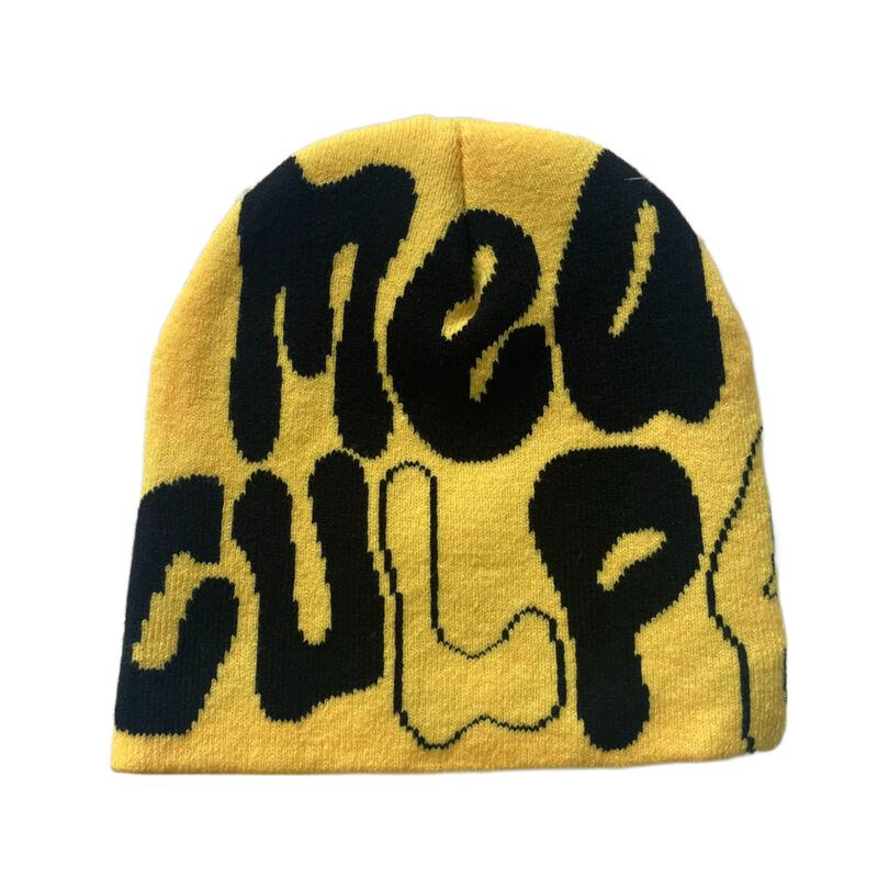 Hot Sell Customized  Adult Fashion Printing Soft Winter Hat Knitted With Letters for Men and Women