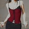 Color Block Lace-Up Slimming Camisole - Chic Pure Desire Top