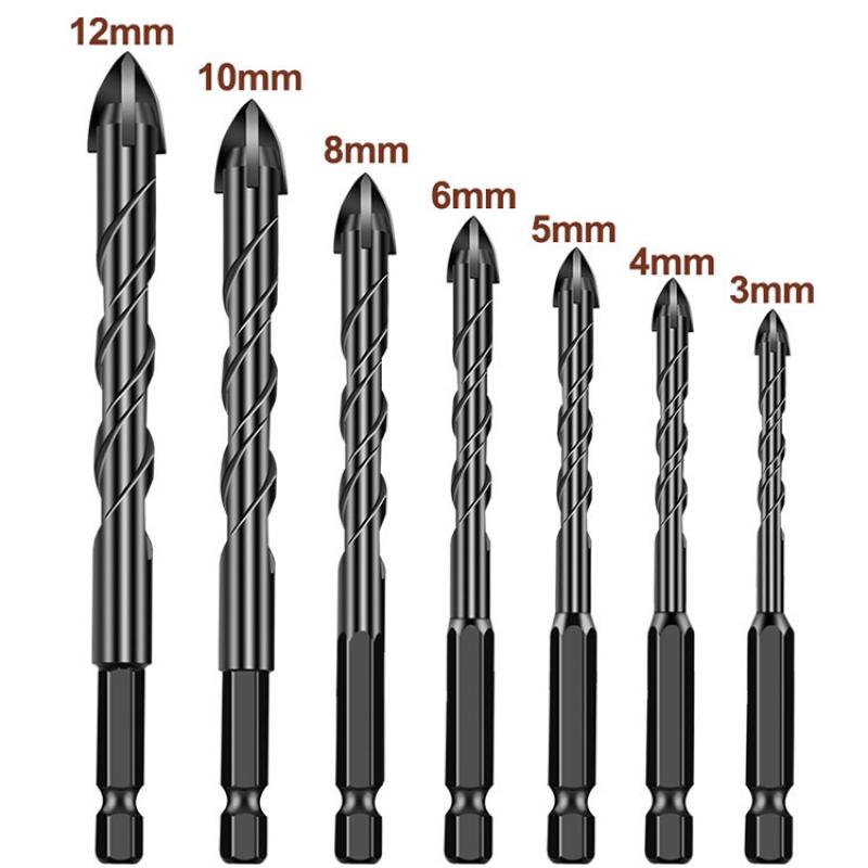 3-12mm Cross Hex Tile Drill Bits Set For Glass Ceramic Concrete Hole Opener Brick Hard Alloy Triangle Bit Tool Kit