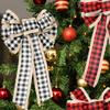 Christmas Decoration Lattice Three-Color Ribbon Bow Christmas Ornaments Xmas Tree Decoration