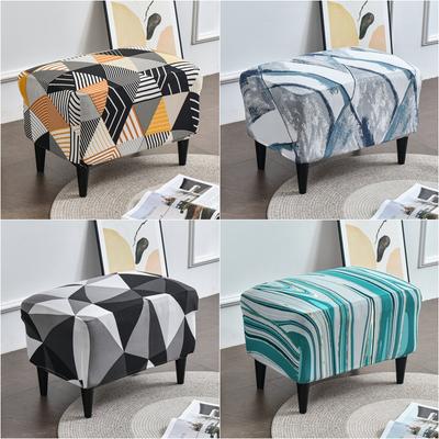 Geometri Osmanlı Örtüleri Spandex Dikdörtgen Tabure Örtüsü Her Şey Dahil Osmanlı Puf Örtüsü Kanat Sandalye Kanepe Ayak Dayama Yeri Slipcovers