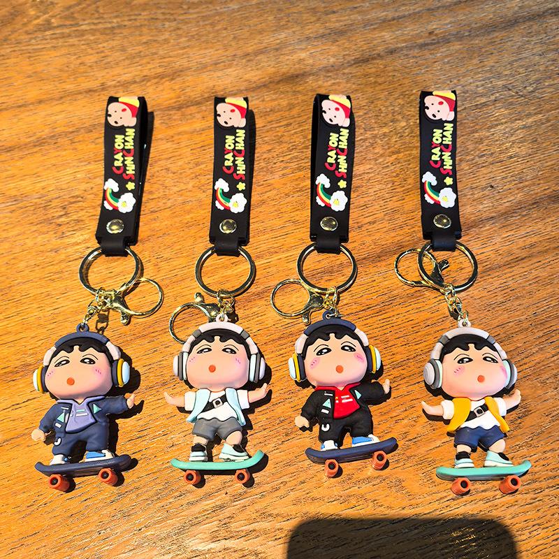 New Crayon Shin-Chan Keychain Anime Figures Colorful Series Surfing Cartoon Car Key Chain Kids Toys Fans Gift Ornament