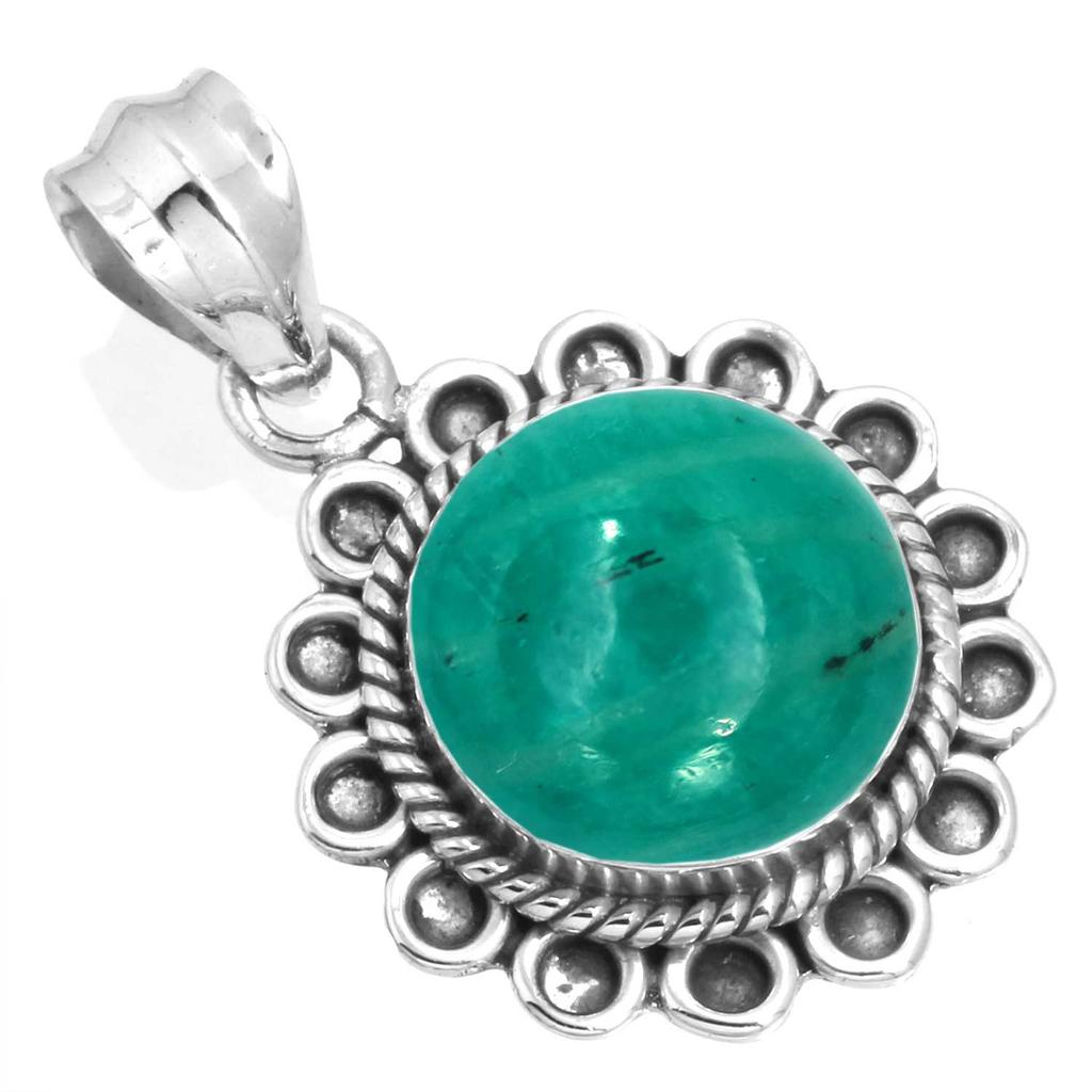 925 Sterling Silver Pendant Women Gemstone Handmade Jewelry New Year Gift Amazonite Angelite Blue Opal Botswana Agate Mohave Azurite Chrysocolla Boho