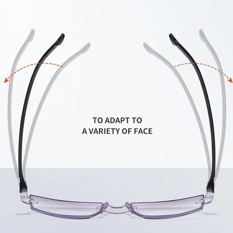New Rimless Reading Glasses Anti Blue Light Bifocal Far Near Magnification Eyewear Presbyopic Glasses +100 To +400