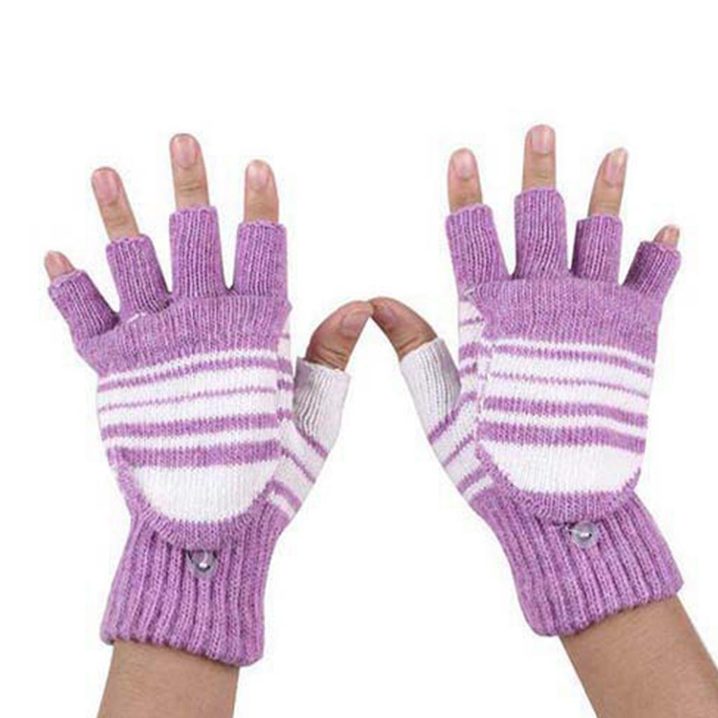 Convertible Flip Top USB Heated Gloves Winter Half Finger Thick Warm USB Heated Gloves for Adventure Enthusiasts