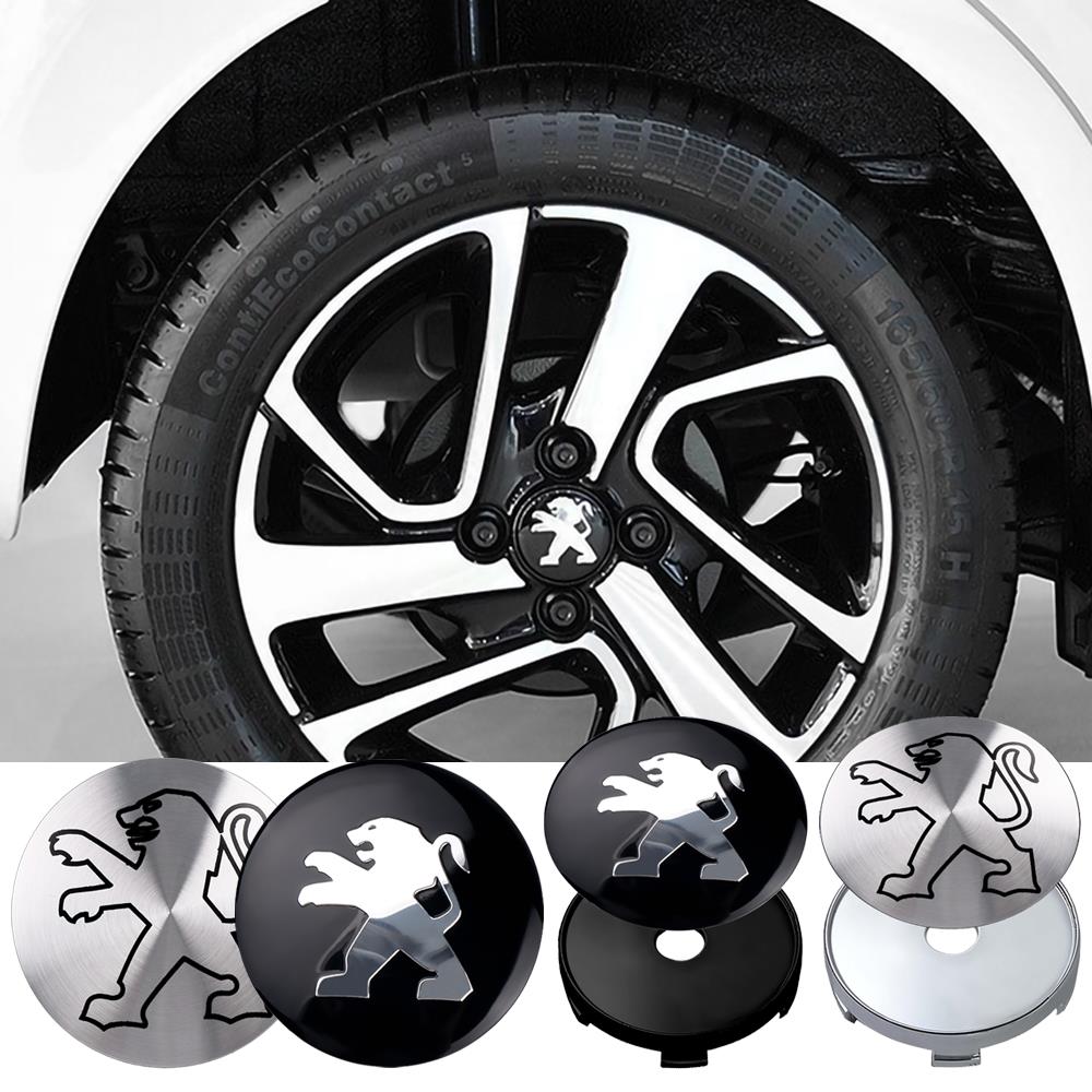 4pcs 56mm Car Wheel Center Hub Stickers 60mm Tire Hub Cap Emblem Cover For Peugeot PZ 307 308 206 207 208 408 107 2008 3008 Valve