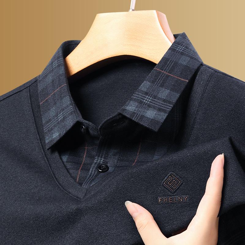 Men's Woodpecker Two-Piece Sweater Shirt, Plus Velvet, Thick Knitwear for Autumn/Winter.