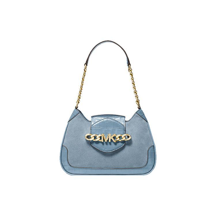 

Michael Kors MK Hally Chain Letter Logo Leather Shoulder Bag Women Shoulder Bag Light-Blue 30F1G2HL1S-464 Basic Set (Bag+Dust Bag)