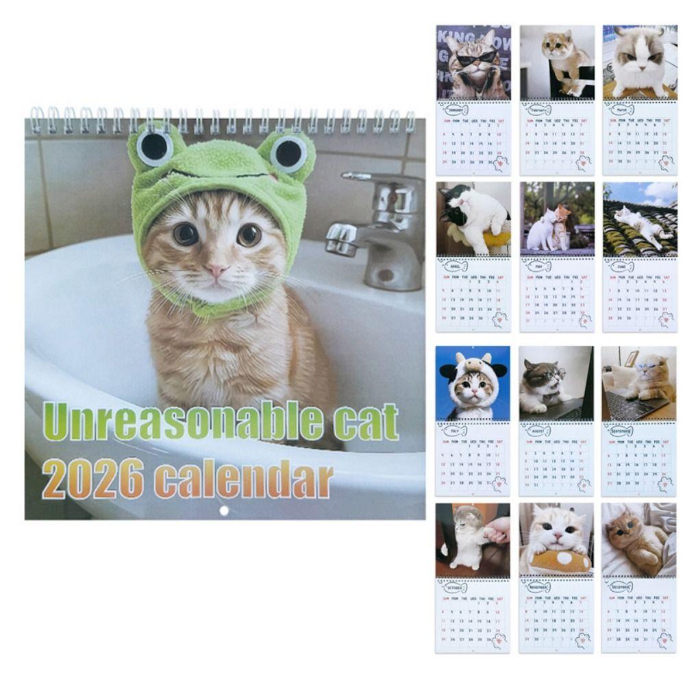 Memo Planner 2026 Cat Calendar One Month To View 2026 Wall Calendar Cute Monthly & Daily Planner