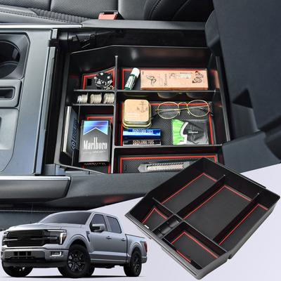 For    2024 2025 Ford F150 Center Console Tray Organizer Armrest Storage Box Container Secondary Car Box Accessories
