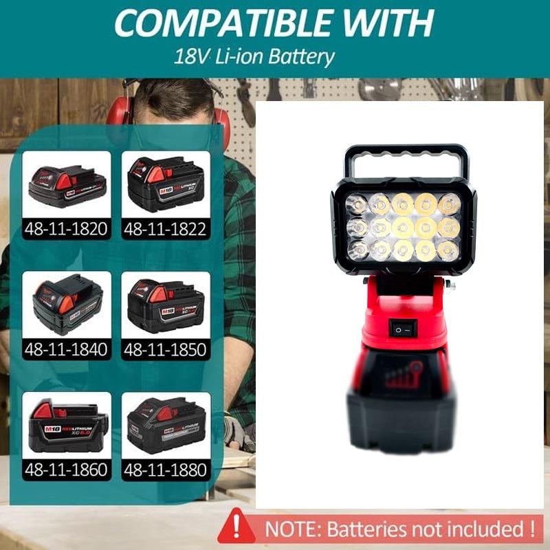 For Milwaukee 18V Li-ion Battery 3inch 15 LED Portable Lanterns Spotlight Torch LED Work Lights Camping Lamp Emergency Lighting