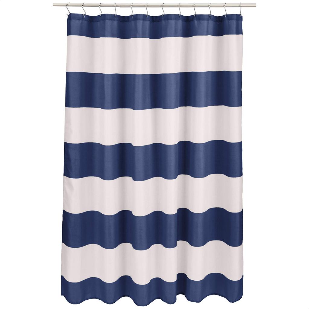 Navy Blue Shower Curtain Stripes Blue And White Shower Curtain Fabric Shower Curtain For Bathroom Waterproof Home Bath Decor