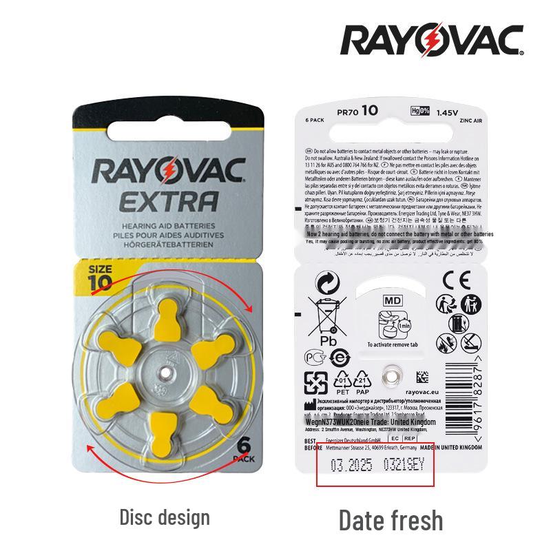 Rayovac American Zinc Air A10 PR70 Hearing Aid Batteries