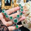 Colar Vintage de Esmeralda de Laboratório e Diamante Prata Esterlina 925 Gargantilha de Noivado Casamento para Mulheres Presente de Joia de Noiva