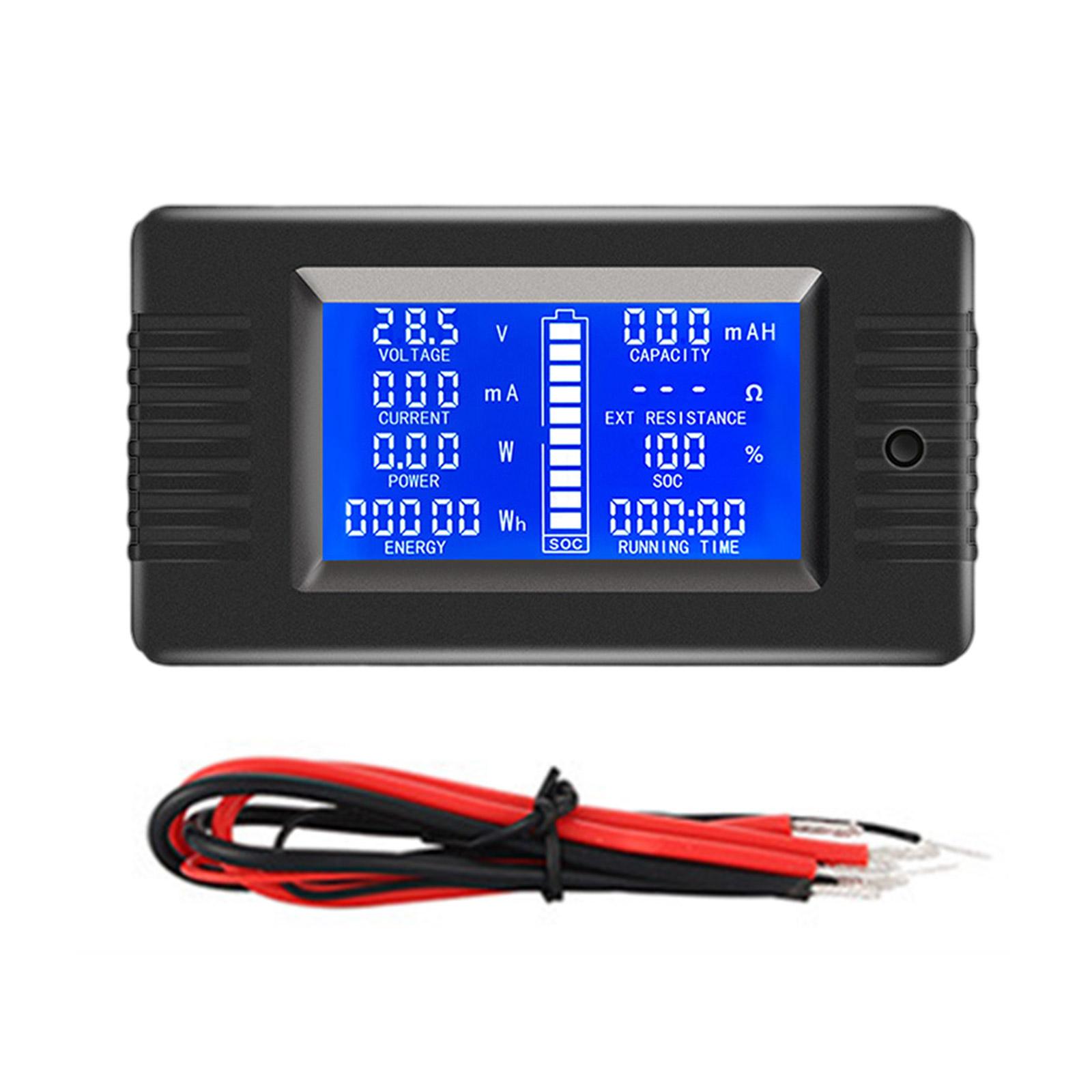Battery Capacity Monitor Ammeter Voltmeter Current Tester Power Indicator Gauge