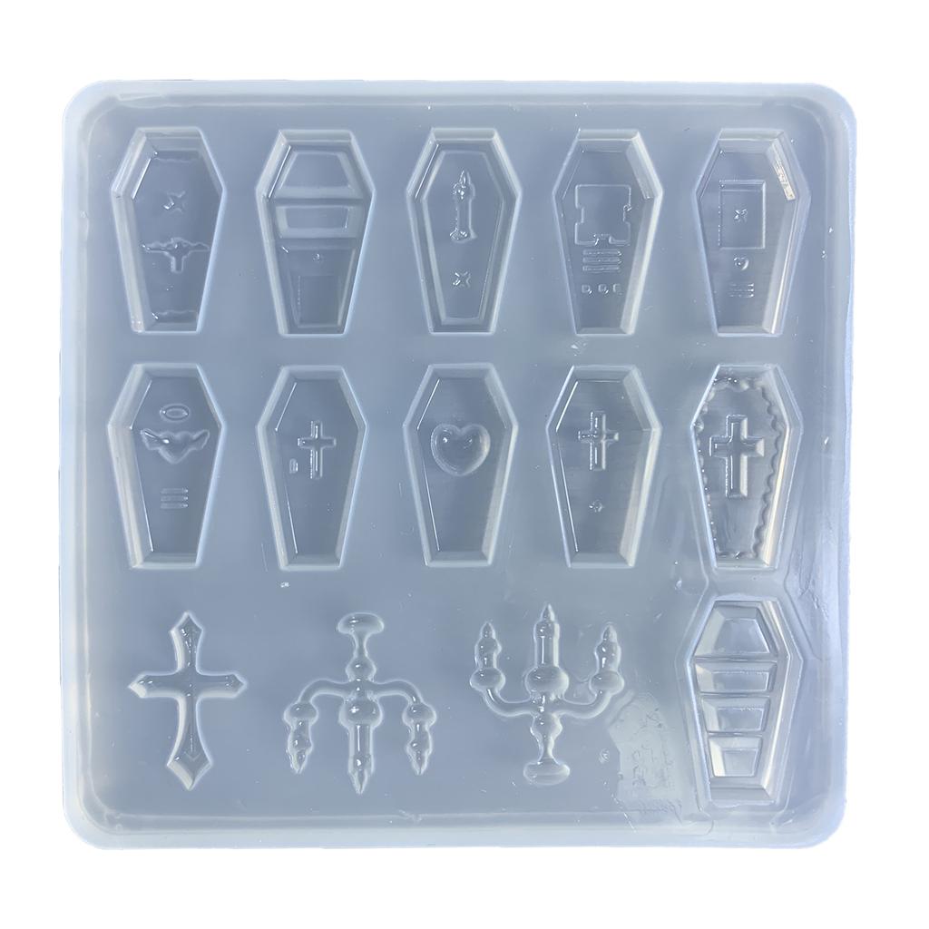 Coffin Shape Silicone Mold Card Accessory Resin Mold Quicksand Filler Keychain Earring Pendant Epoxy Mold DIY Craft Tool