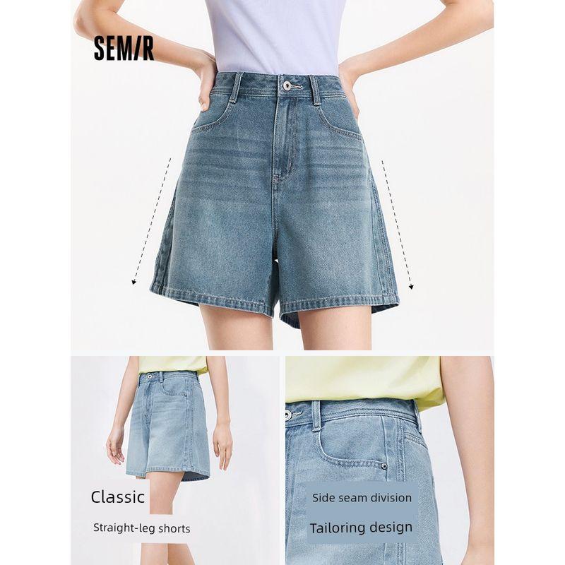 

Senma Jeans Women s Cool Feeling Straight-Leg Pants 2025 Summer New Arrival Shorts Light White Casual Women s Pants Blue Denim Cool A- Denim light blue 88101 27