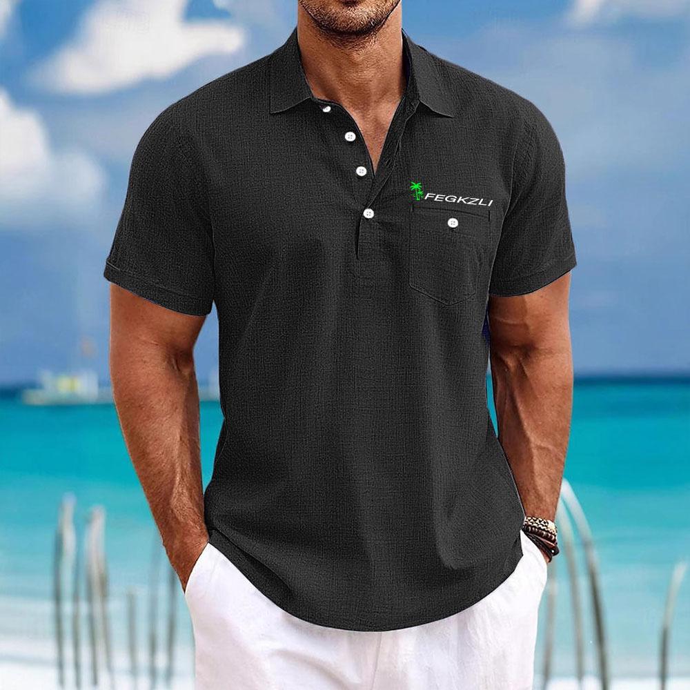 Sommer Herren Kurzarm T-Shirt Leinen Lässiges Herren T-Shirt Einfarbiges Sommerhemd für Männer Bequem und Atmungsaktiv