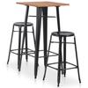 Vidaxl 3-Piece Bar Set, Steel, Black
