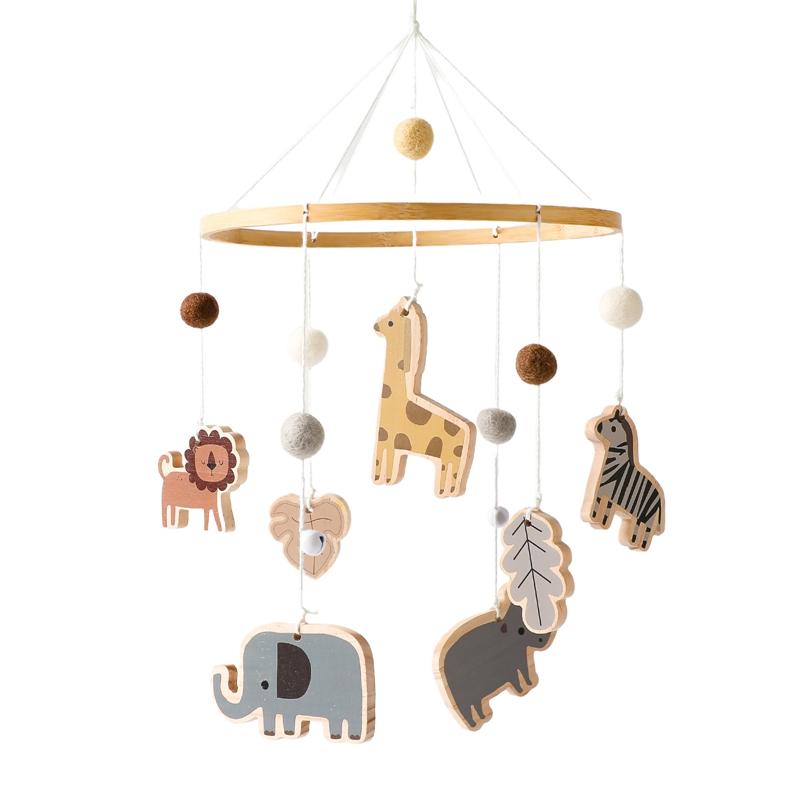 Baby Wooden Crib Mobile Bed Bell Hanging Rattle Toy Newborn Music Box Bed Bell Hanging Toys Holder Bracket Infant Crib Baby Gift