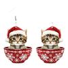 European and American Christmas Cat Snowflake Pendant Earrings – Double-sided Cartoon Women's Acrylic Fashion Jewelry