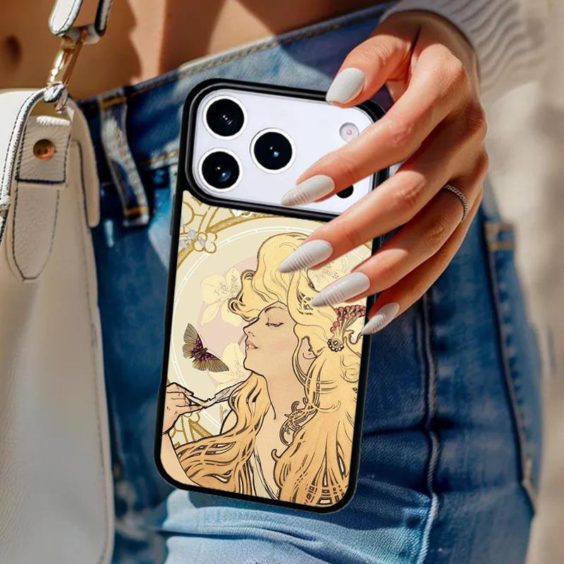 Alphonse Mucha Painted Phone Case For iPhone 17 Air 14 15 13 12 Max Cover For Apple 14 15 16 16e 11 Pro Max Plus Coque
