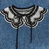 28GD Detachable Half Shirt False Fake Collar Embroidery Neck Ruff Shawl Dickey Mini Cape Lace-Up Ribbon Necklace Short Capelet