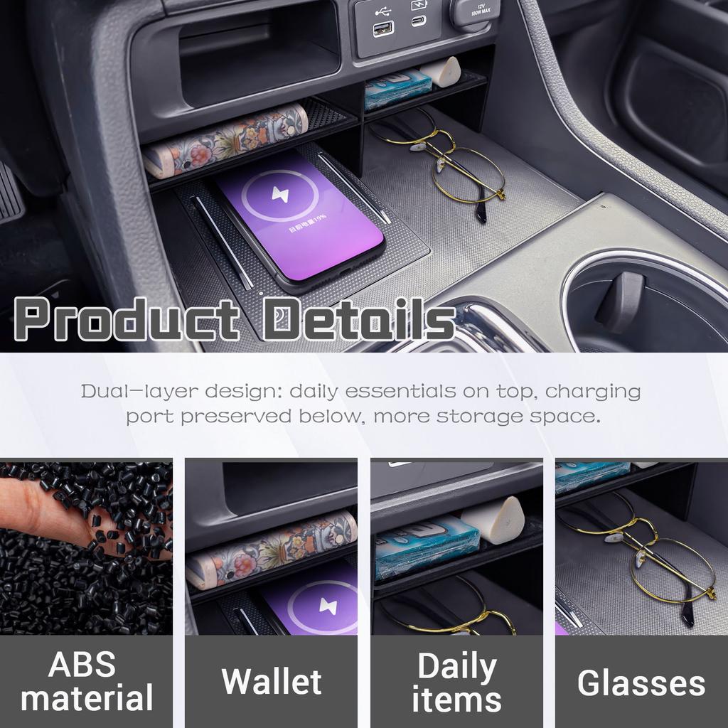 Sixthsmoy For 2025 2025 2025 Honda Pilot Middle Center Console Organizer Tray Gear Shifter Armrest Box Storage Car Accessories