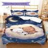 Bubu Dudu Cartoon Pattern Bedding Set Quilt Cover Pillowcase Home Decor Gift (1 * Duvet Cover + 2 * Pillowcase, Without Core)