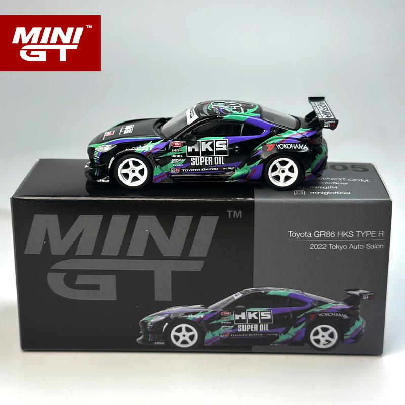 YVAZ6 MINIGT 1:64 Toyota GR86 HKS TYPE R 2022 Tokyo Auto Salon MGT Alloy Car Model 1005