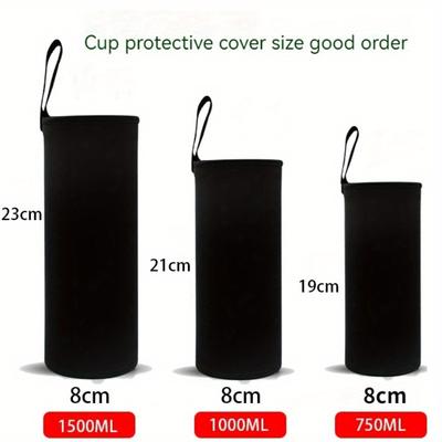 1pc 750/1000/1500ml Sport Water Bottle Pouch Black Insulated Bag Mug Bottle Case Sport Cup Cover Bag Portable Cup Bag