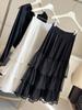 Spring/Summer Lace Patchwork Mesh Puffball Skirt - High Waist A-line Gauze Layered Skirt