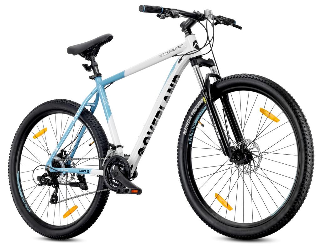 Rower Górski Mtb 29 Cali Kenda Shimano Aluminium Lekki 21 Biegów Amortyzator Hamulce Tarczowe Rama L 21 Cali Tatra Bikes Overland Biały Niebieski