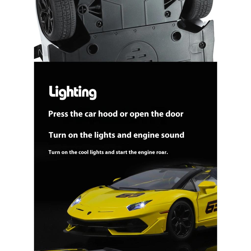Large 1/18 Lamborghini Aventador SVJ Supercar Model Simulation Interior Details Adult Collection Ornaments Boy Gift Halloween Toys