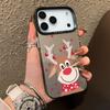 Plush Reindeer and Christmas Snowman Design IMD Hard  Case For iPhone 17 Pro Max Air 16 15 14 13 12 Shockproof  Cover