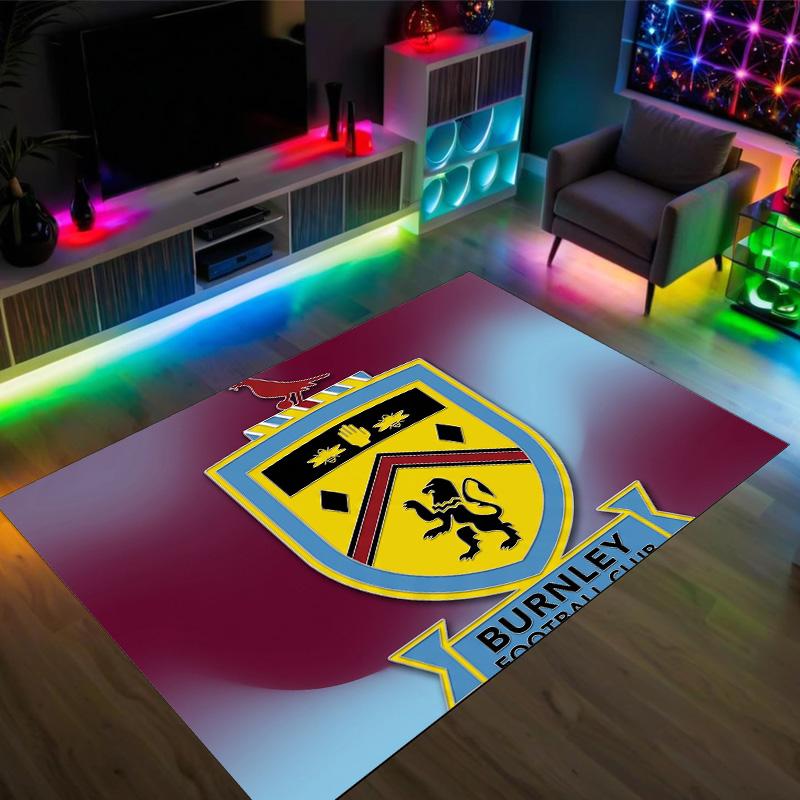 Burnley Football Design Crystal Velvet Carpet Cozy Non?Slip Printed Rug For Bedroom Living Room Entrance