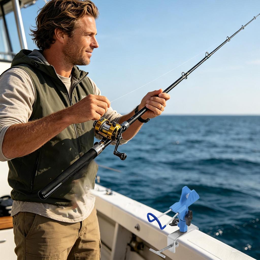 Boat Fishing Rod Holder Support Adjustable Non Slip Metal Base Clamp On Rod Rest Rack Edges Dock Canoe Docks