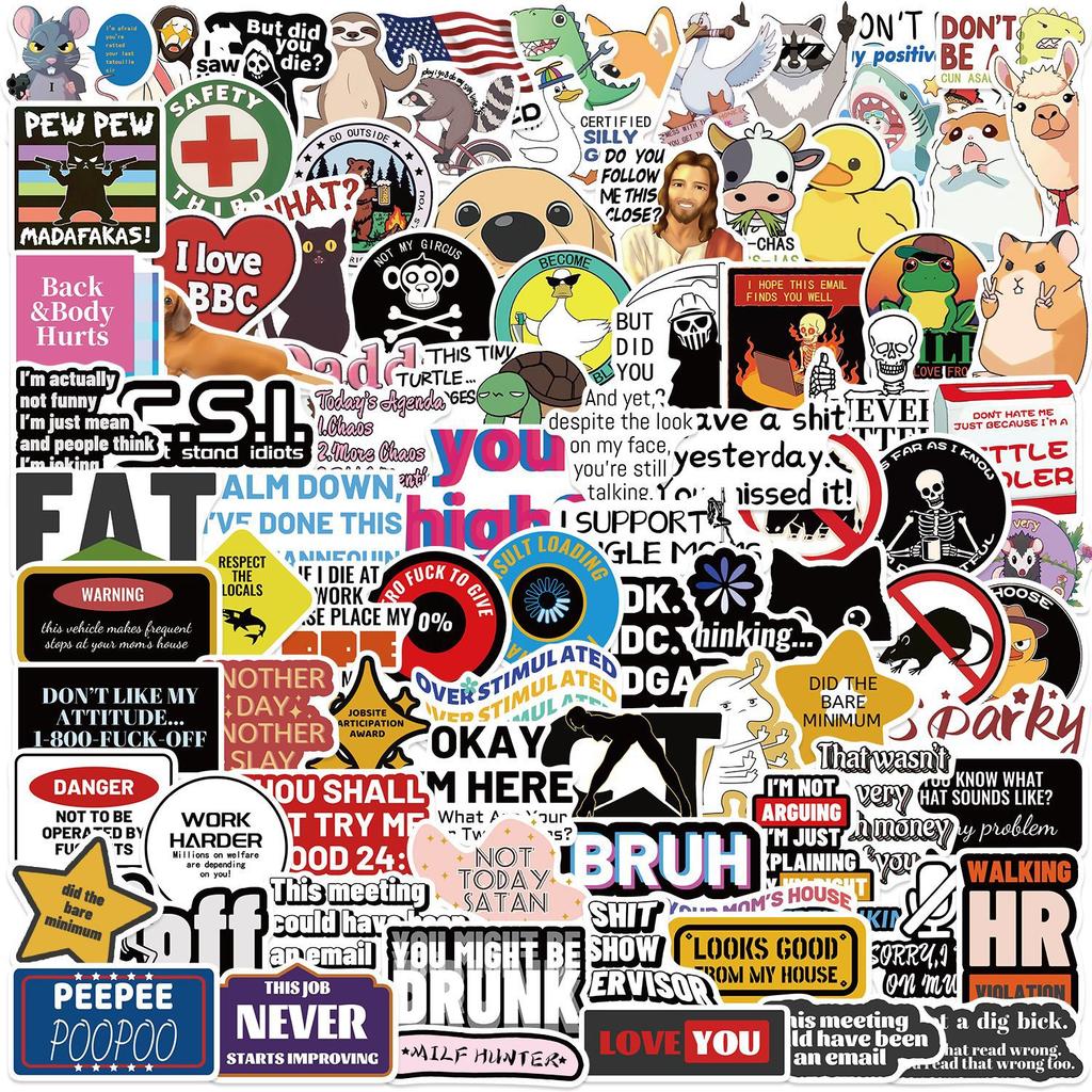 100 Fun Prank Meme Stickers Decorate Guitar Laptop Suitcase DIY Waterproof