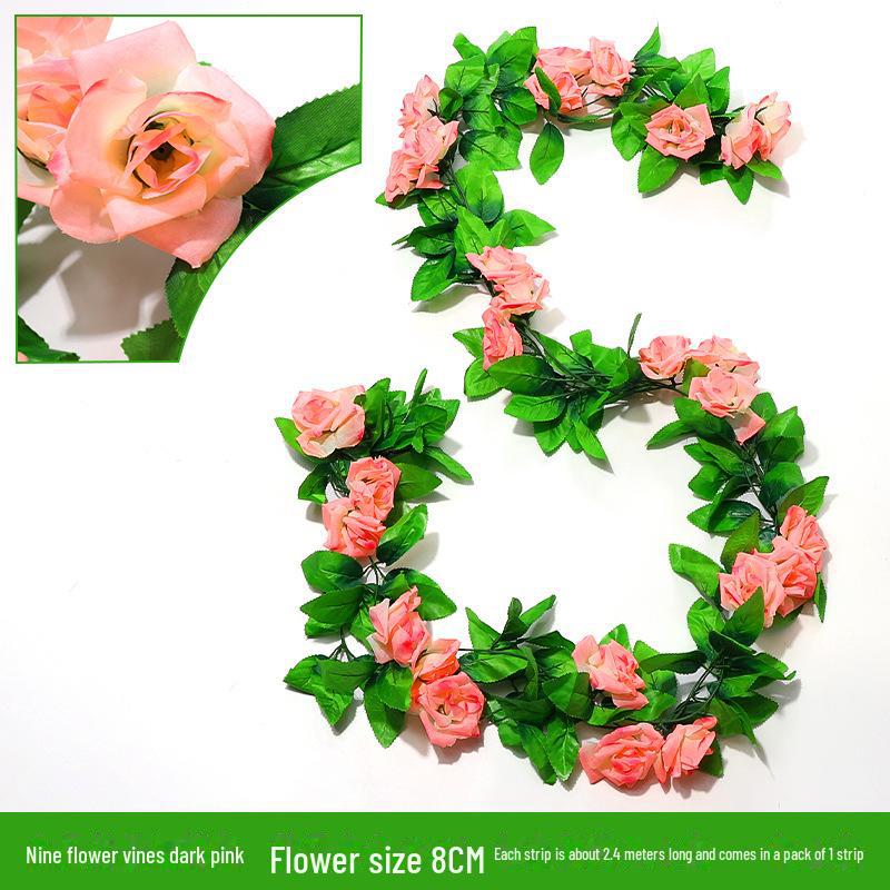 Искусственная розовая лоза с зеленым виноградом и листьями редиса для украшения