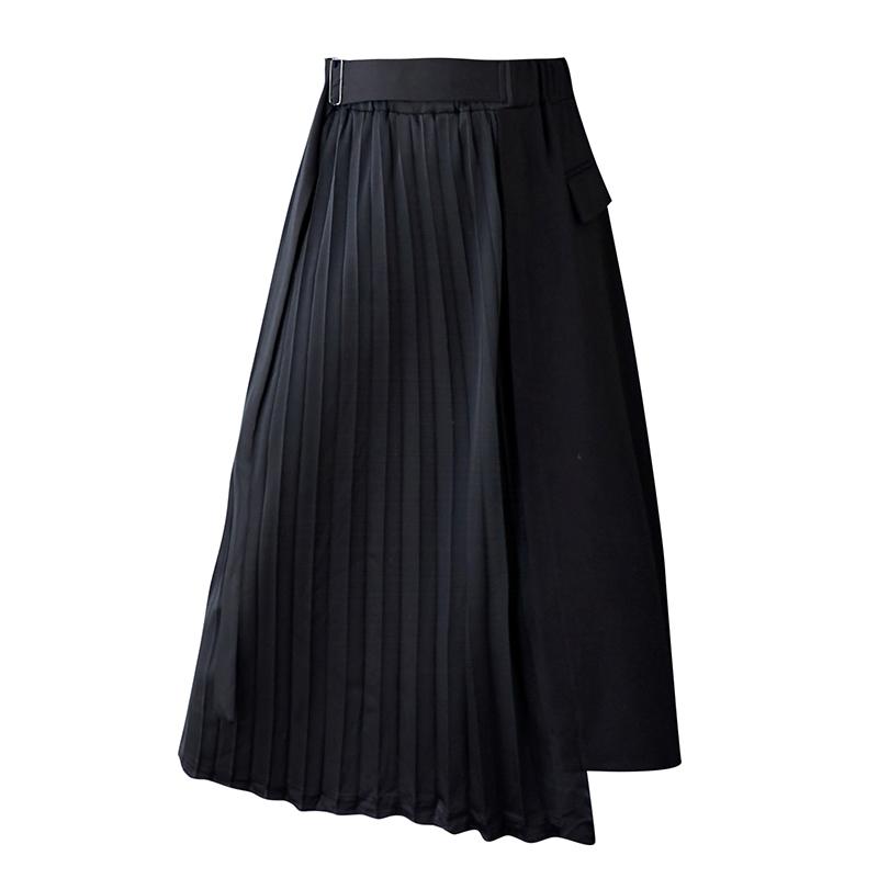 Black Cotton Plus Size High Waist Vintage Pleated Summer Casual Loose Long for Woman Skirts Womens Skirt