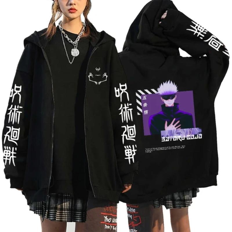 Ryomen Sukuna Grafisk trykt hette Anime Jujutsu Kaisen Klær Herre Dame Zip Up Hettegensere Harajuku Sweatshirt Casual Zip Jacket
