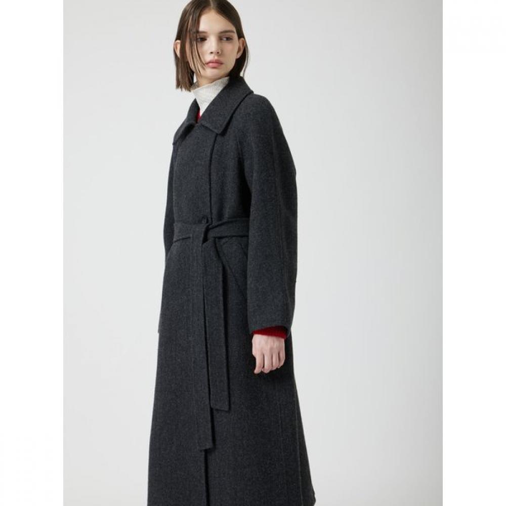 Cc Collect Herringbone Belted High Neck Long Coat C254msg534