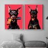 Hypebeast nowoczesny czarny biały pistolet doberman luksusowy modny plakat drukuje płótno malarstwo ścienne obraz artystyczny pokój w stylu nordyckim Home Decor