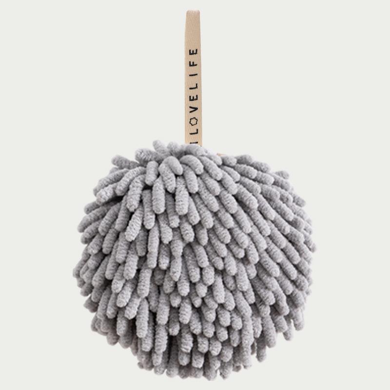 Japanese Microfiber Chenille Hanging Hand Towel Ball - Cute, Absorbent, Round Towel for Kitchen and Bathroom Use
