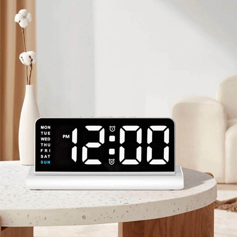 Night Light Digital Alarm Clock Electric Desk Clock with Snooze Date Loud Alarm Day of Week for Living Room Bedroom